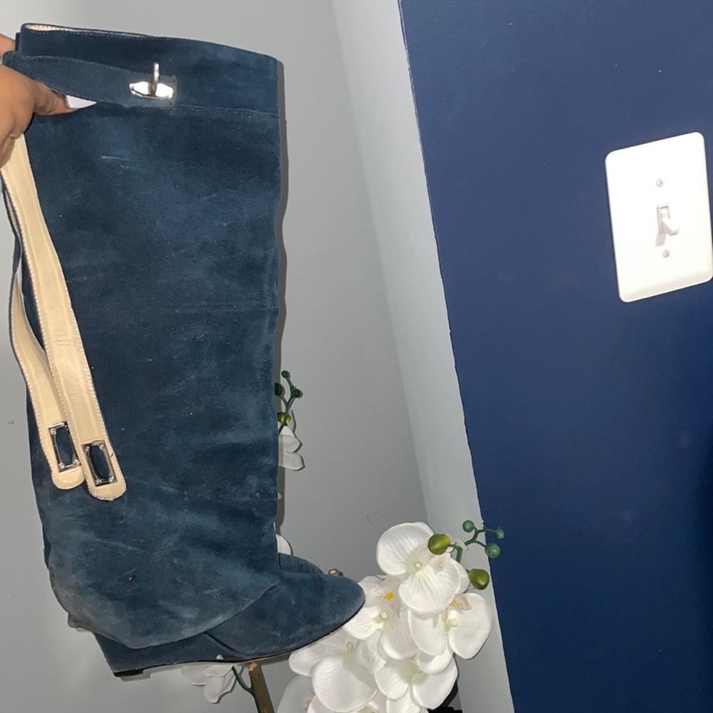Blue Suede Shark Boots 🦈 with Silver Details NO BOX/DUSTBAGS
